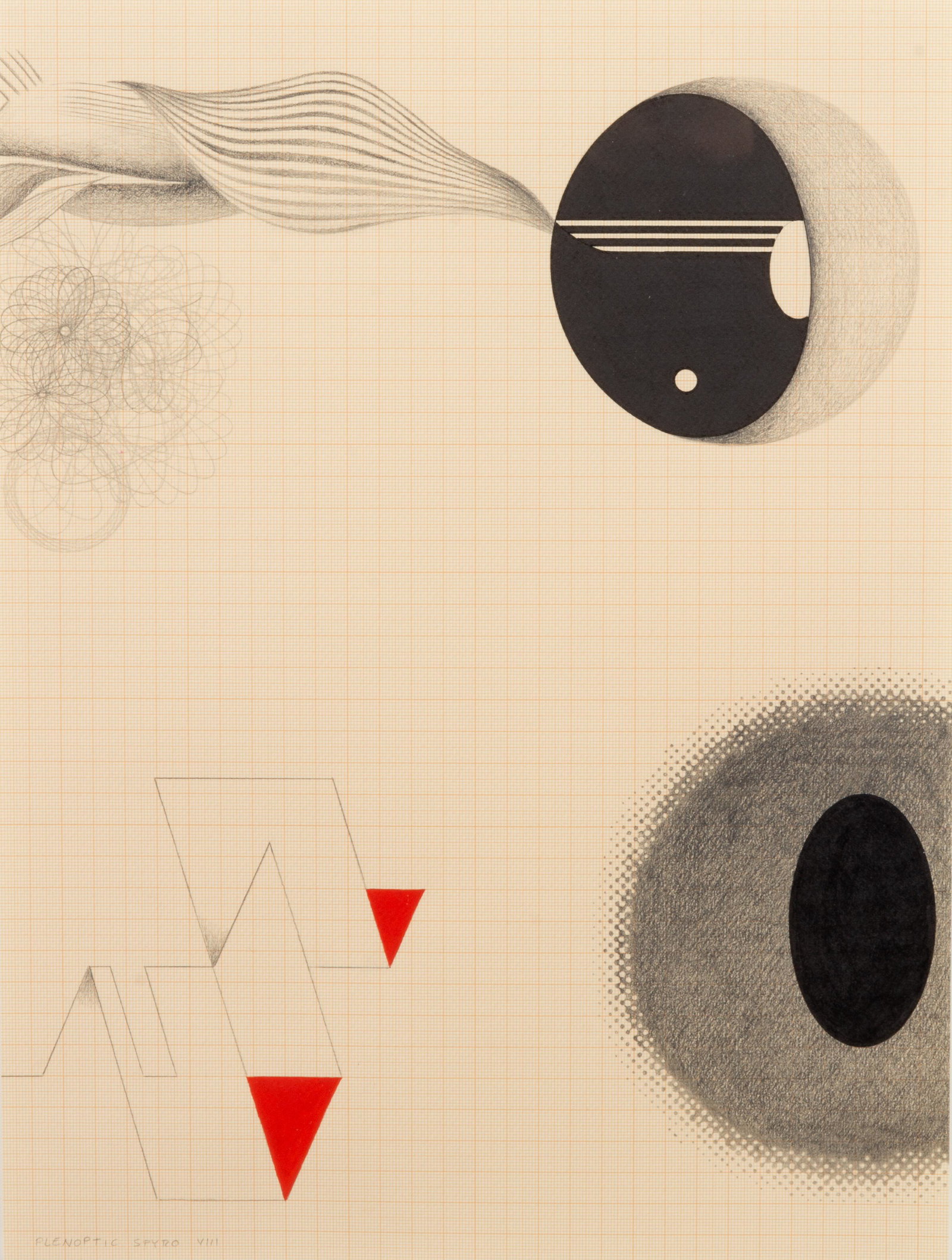Roberto Molla (Spanish, b. 1966) Plenoptic Spyro VIII ,: Roberto Molla (Spanish, b. 1966) Plenoptic Spyro VIII , 2010 graphite and gauche on paper titled (lower left) 15 1/2 x 11 3/4 inches. Provenance: Property from an Important Chicago Collection