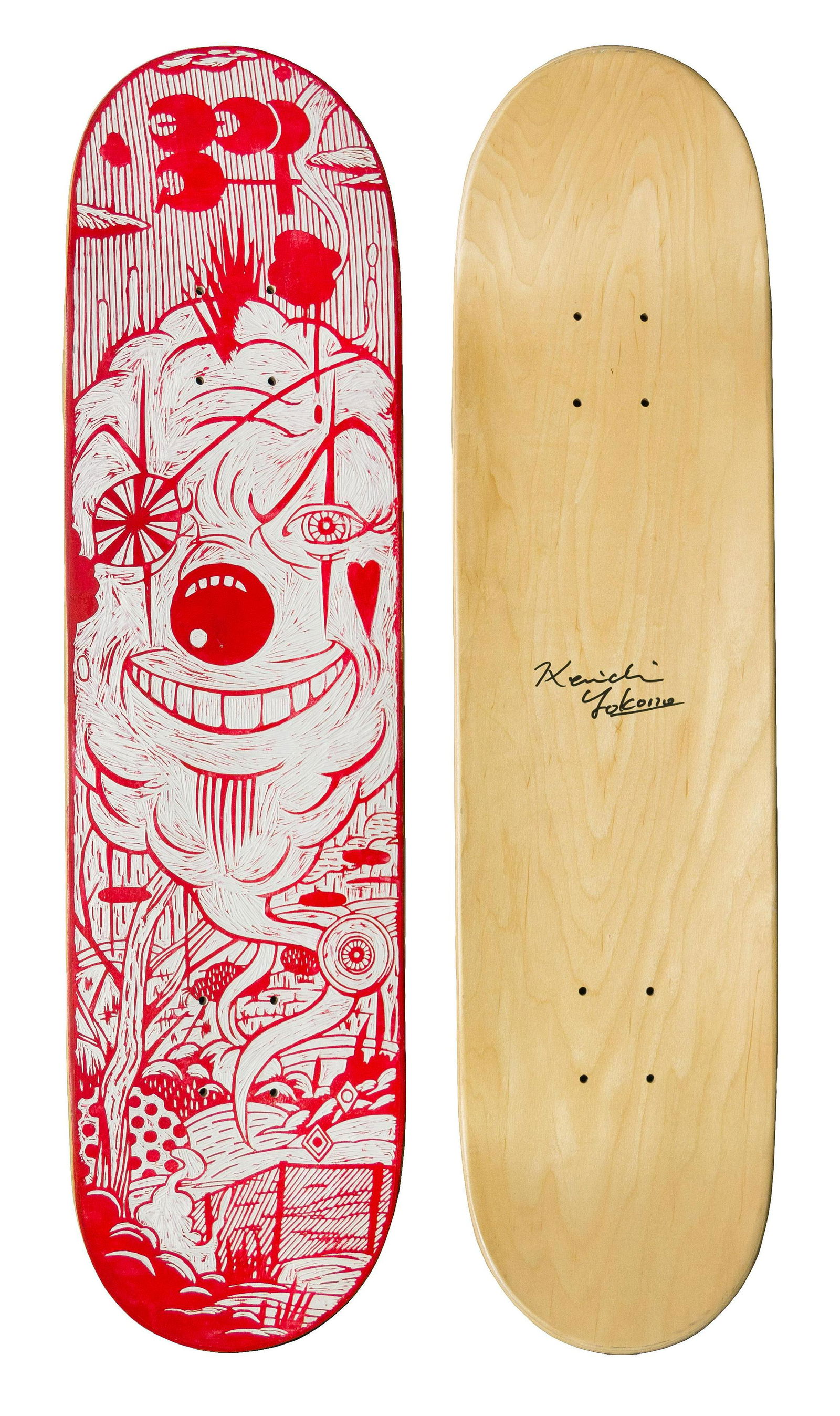 Kenichi Yokono (Japanese, b. 1975) Untitled, 2007: Kenichi Yokono (Japanese, b. 1975) Untitled, 2007 paint on carved skate deck signed Kenichi Yokono (verso) 31 x 9 inches. Provenance: Provenance: Mark Moore Fine Art, Orange Park Acres, California Pro