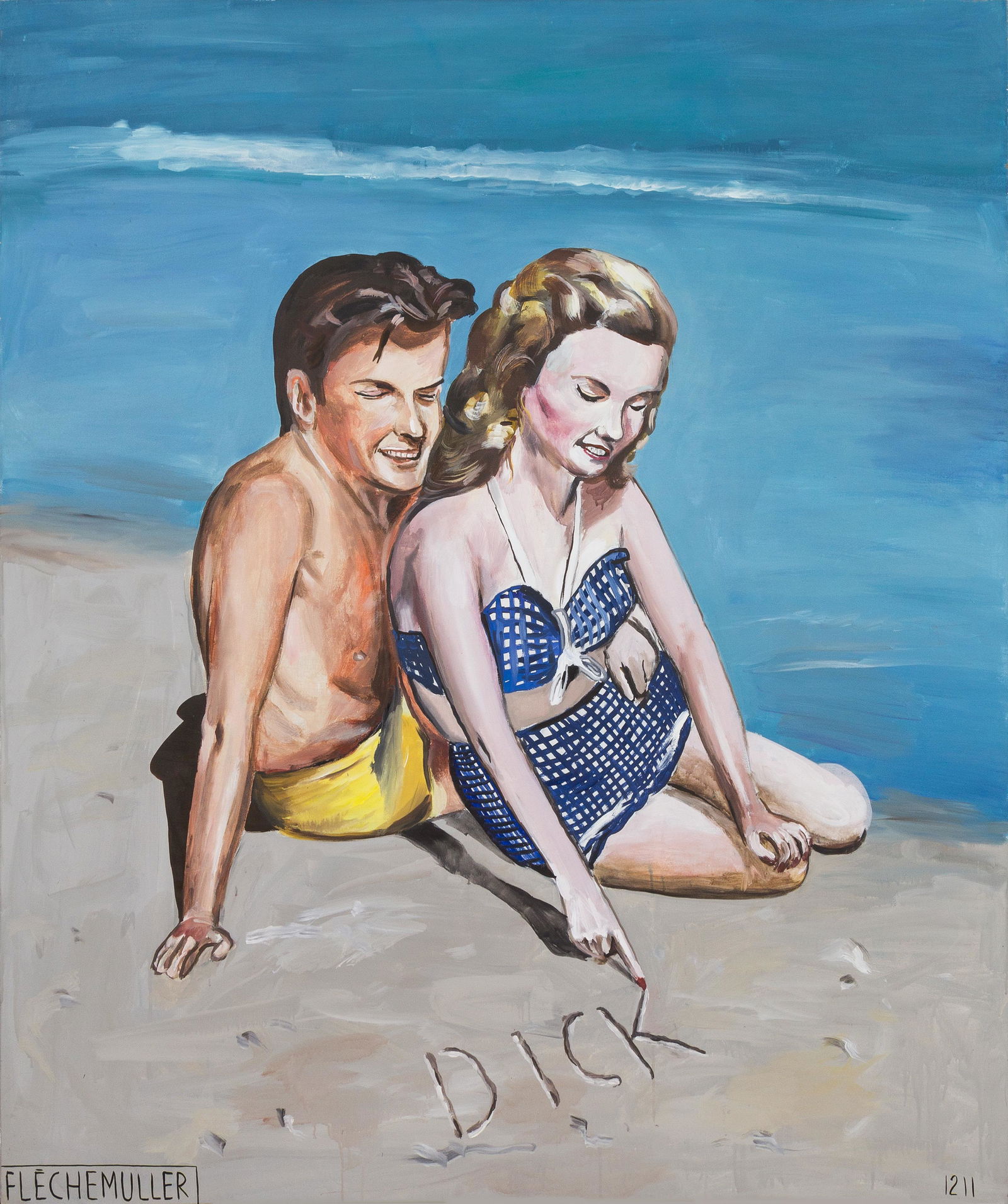 Jacques Fleischmeuller (French, b. 1945) Jane Loves: Jacques Fleischmeuller (French, b. 1945) Jane Loves Dick, 1998 oil on canvas signed Fleischmeuller (lower left) 64 1/2 x 53 1/2 inches. Provenance: Provenance: Schroeder Romero, New York Property from