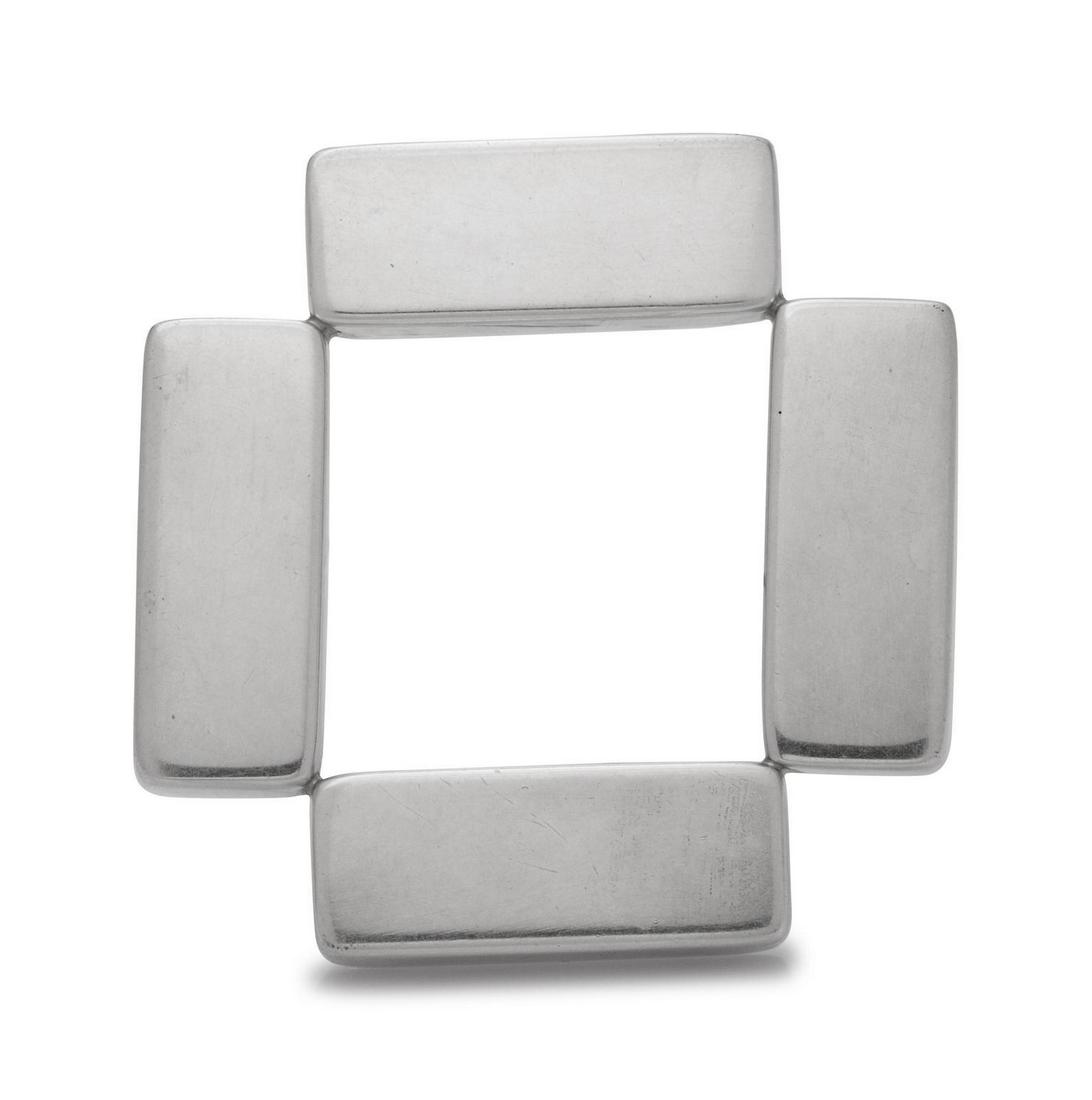 A Modernist Sterling Silver Brooch, Astrid Fog for: A Modernist Sterling Silver Brooch, Astrid Fog for Georg Jensen, consisting of four connected rectangles. Stamp: (maker's mark) 925 S DENMARK 379. 20.80 dwts. Provenance:
