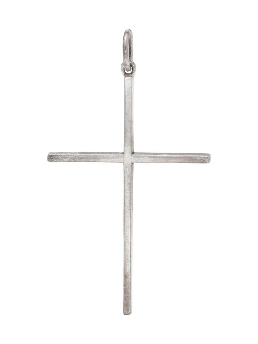 A Sterling Silver Cross, German,: A Sterling Silver Cross, German, measuring approximately 66.00 x 37.00 mm. Stamp: GERMANY UJ 925 (maker's mark). 3.90 dwts. Provenance: