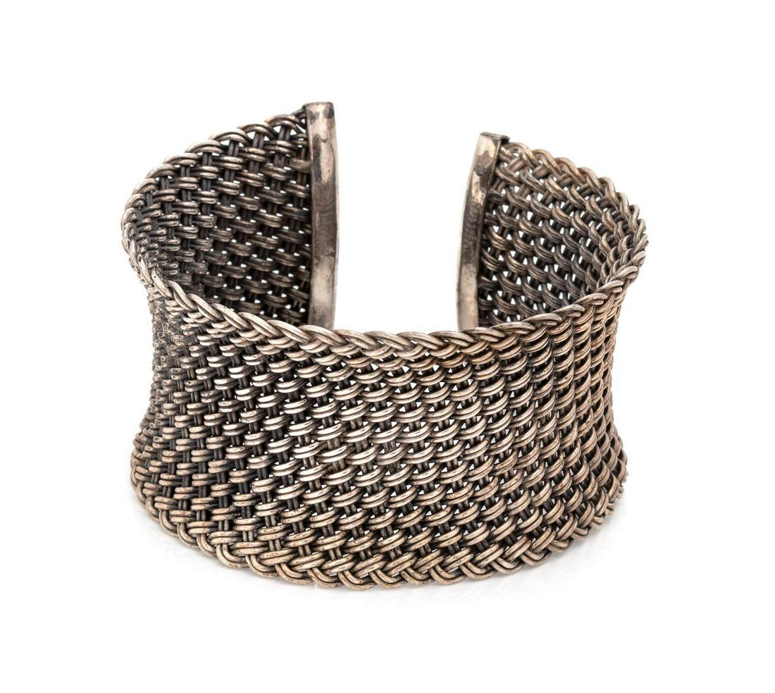 A Sterling Silver 'Kali Wide' Cuff Bracelet, John: A Sterling Silver 'Kali Wide' Cuff Bracelet, John Hardy, consisting of a mesh wire cuff measuring approximately 38.00 mm wide. Stamp: (maker's mark) 925. 42.70 dwts. Provenance: