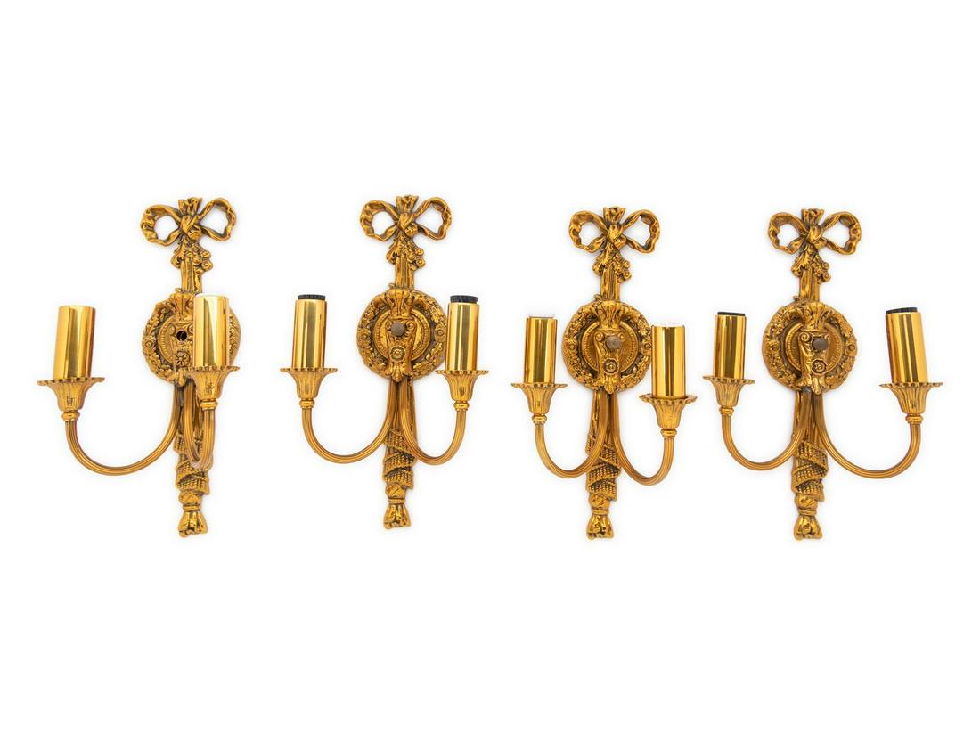 A Set of Four Louis XVI Style Gilt Metal Two-Light (1 of 1)