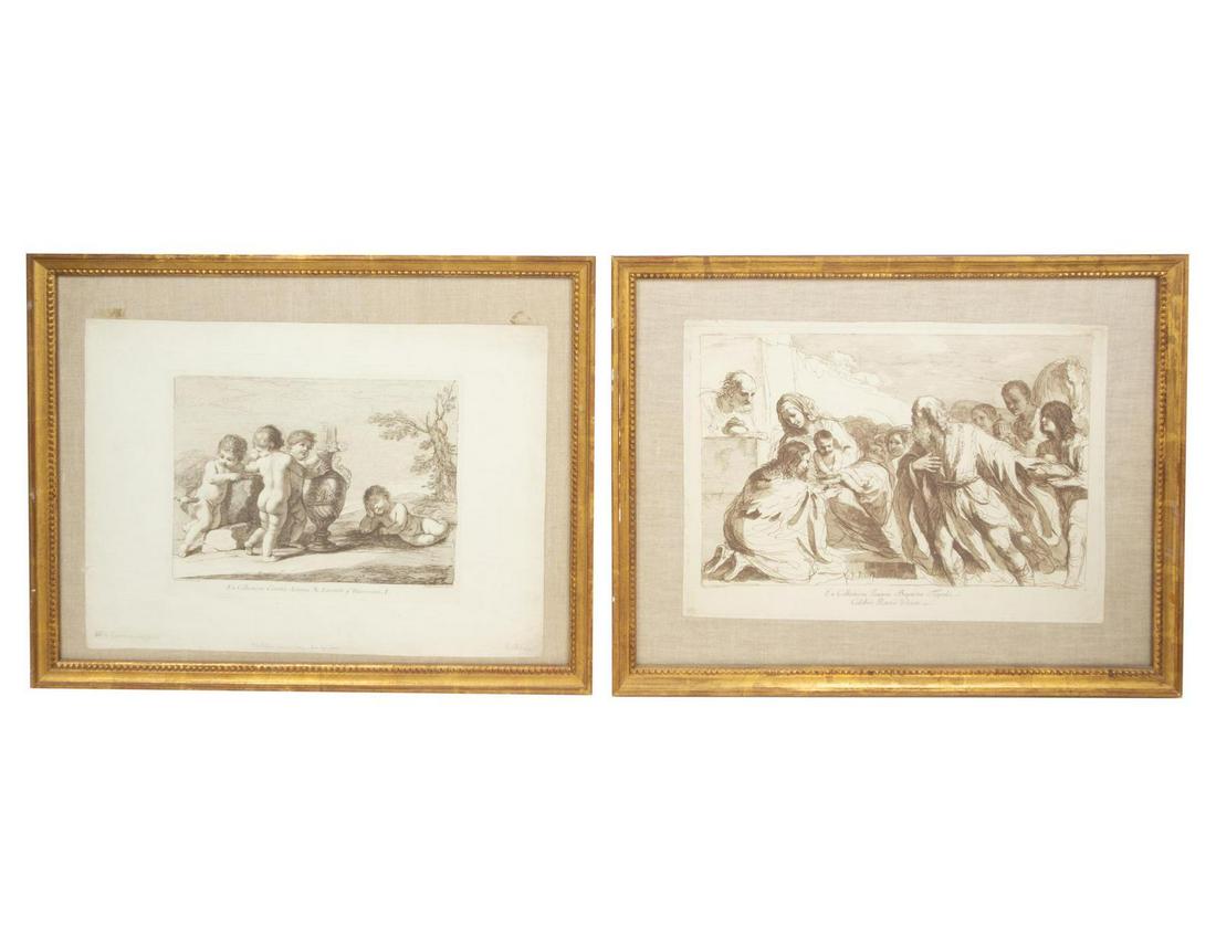 After Francesco Bartolozzi (Italian, 1728-1815): After Francesco Bartolozzi (Italian, 1728-1815) comprising Four Putti in a Landscape from the series Raccolta di alcuni disegni del Barberi da Cento detto il Guercino by Guercino (Giovanni Francesco B