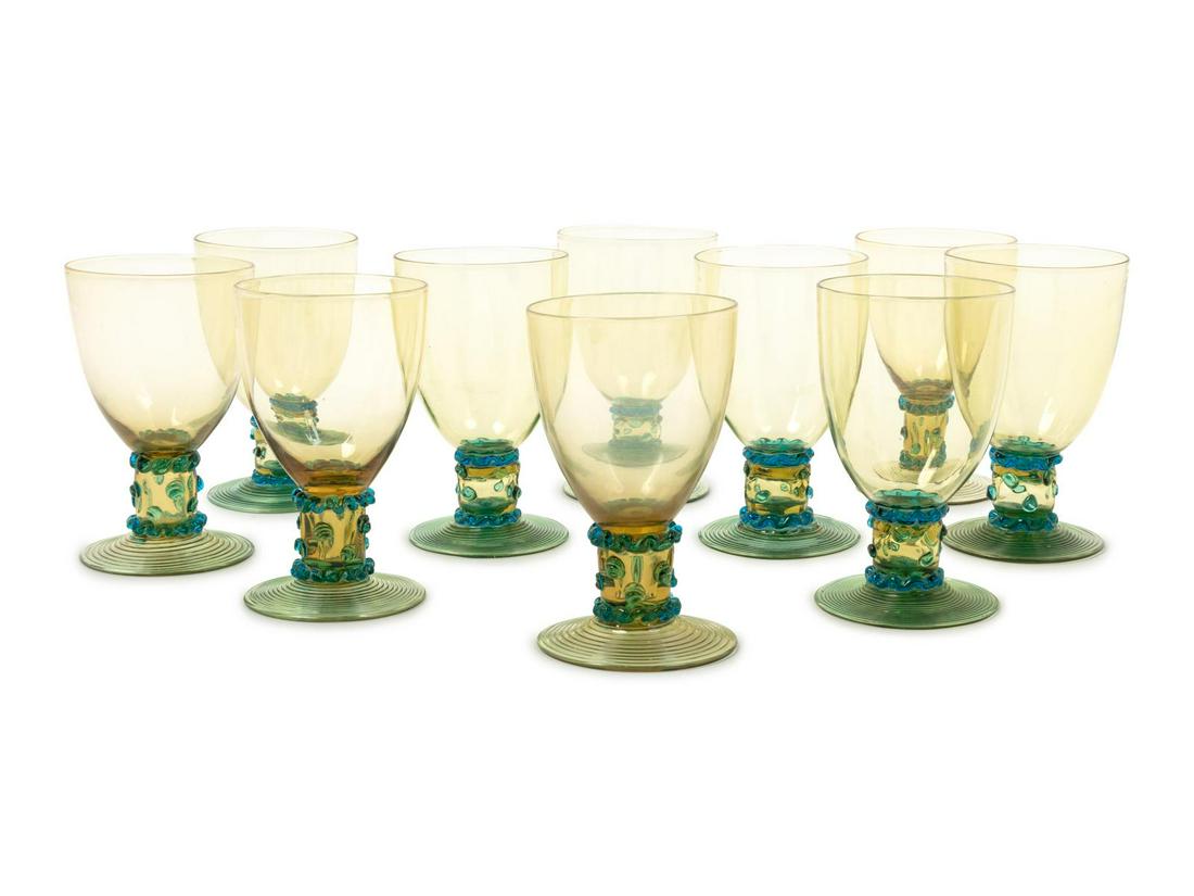 Ten Venetian Glass Goblets (1 of 1)