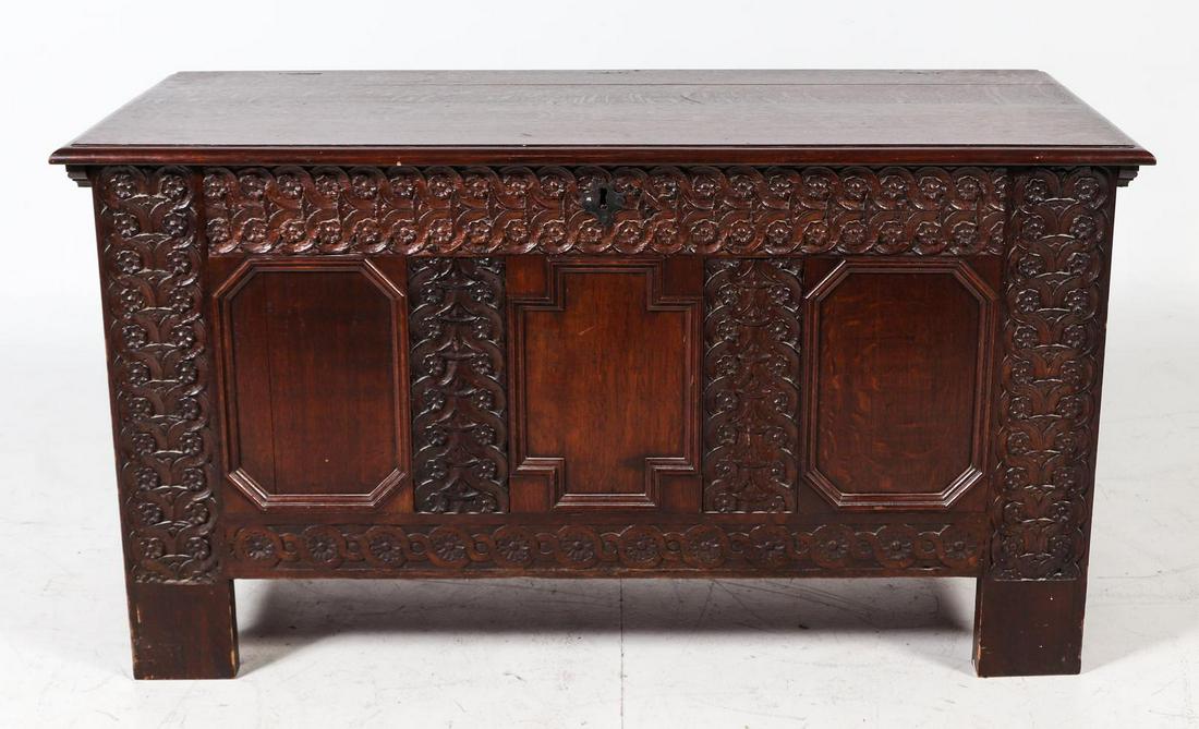 A Continental Carved Oak Chest (1 of 1)