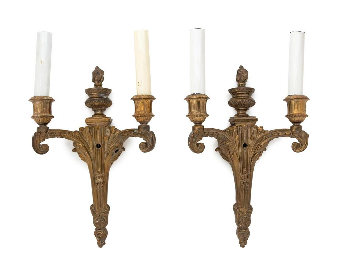 A Set of Six Neoclassical Gilt Bronze Two-Light Sconces (1 of 1)