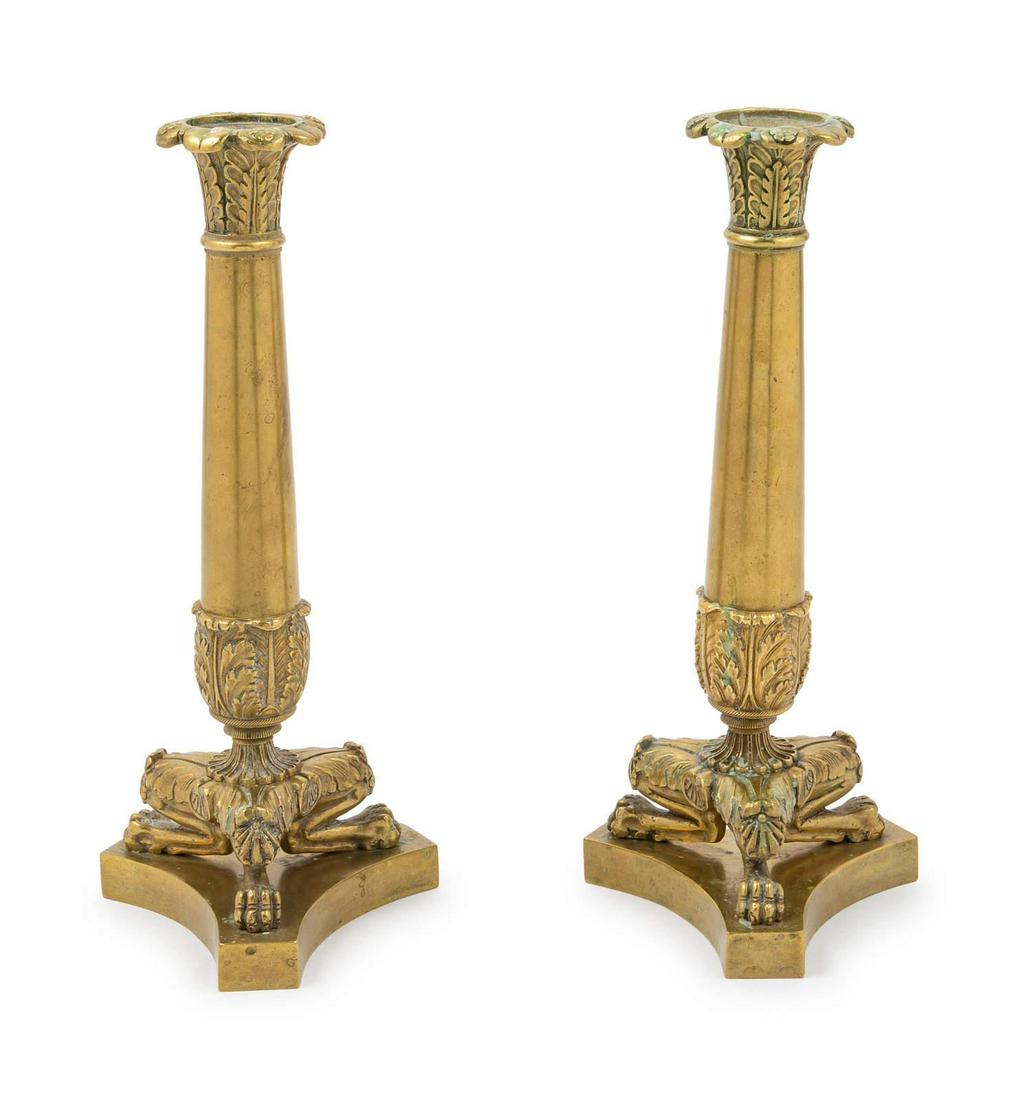 A Pair of Neoclassical Style Gilt Metal Candlesticks (1 of 2)