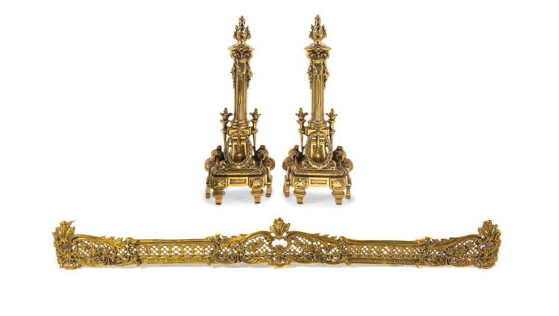 A Neoclassical Gilt Metal Fireplace Suite (1 of 4)