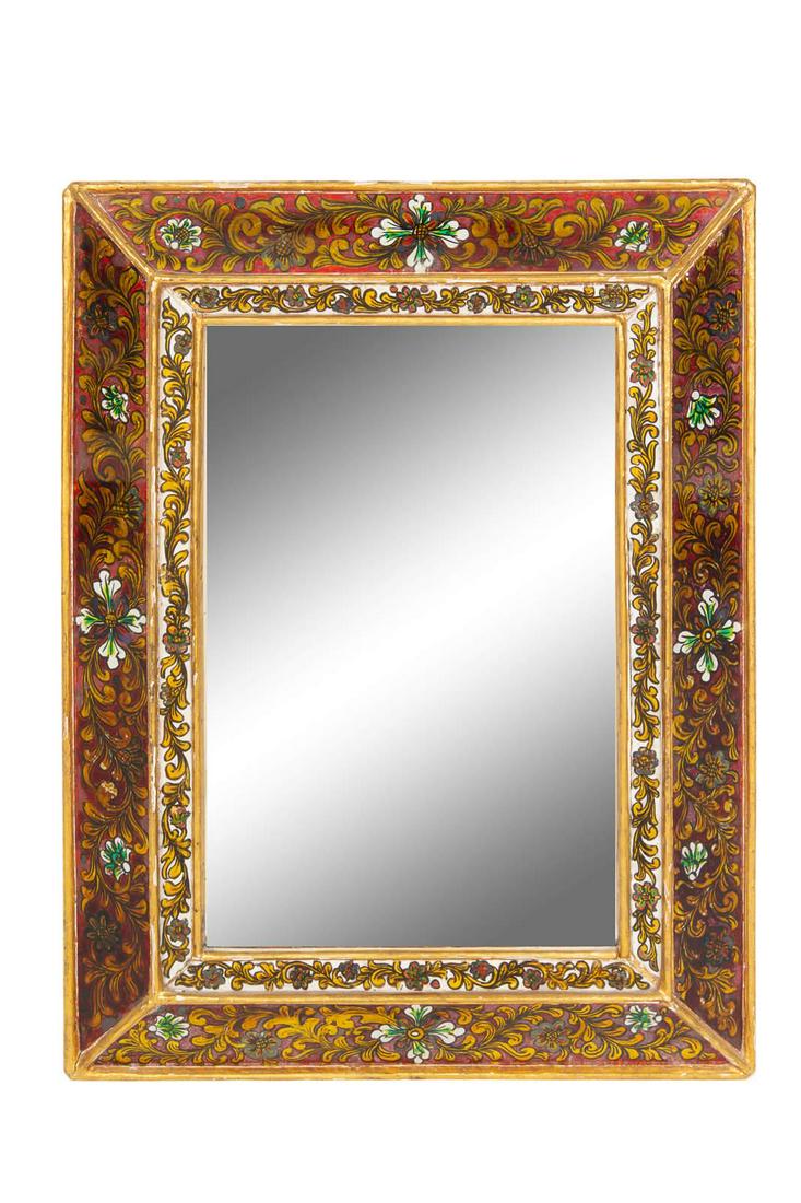 A Polychrome Lacquered Wood Mirror (1 of 1)