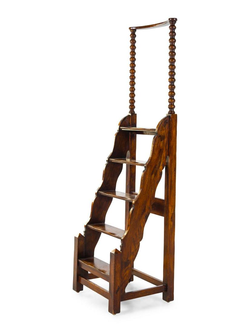A William and Mary Style Oak Library Ladder (1 of 1)