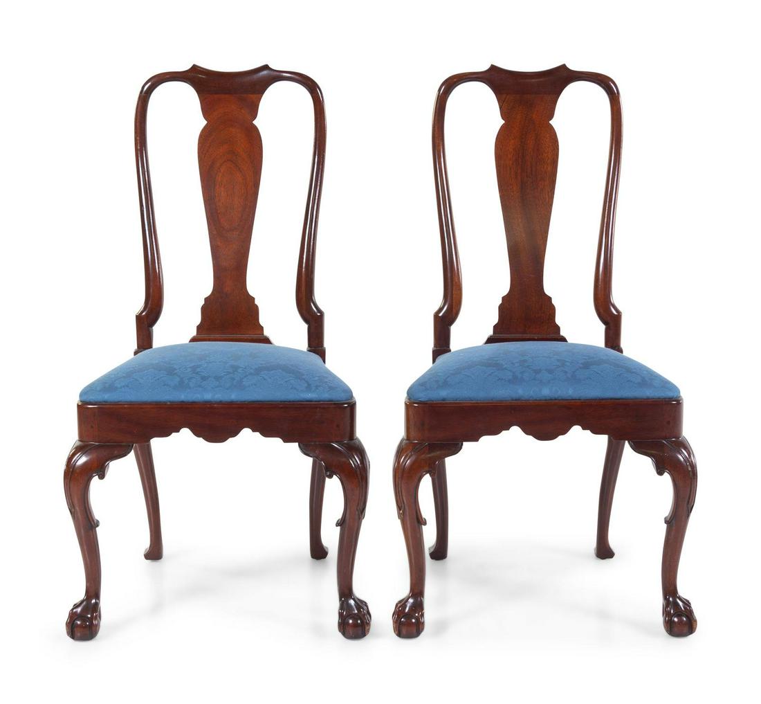 A Pair of Queen Anne Style Mahogany Side Chairs (1 of 2)