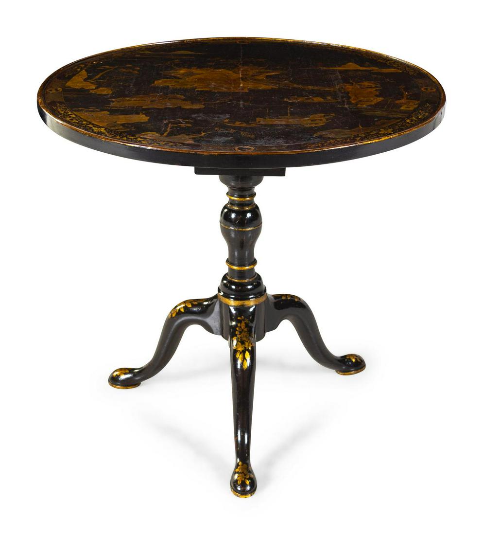 A Victorian Black and Gilt Japanned Tea Table (1 of 1)
