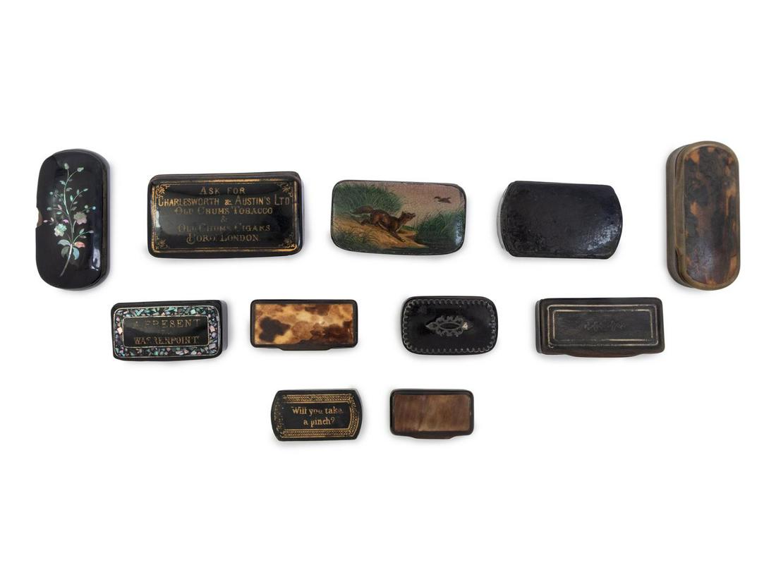 A Collection of Victorian Horn and Papier-Mache Snuff (1 of 1)