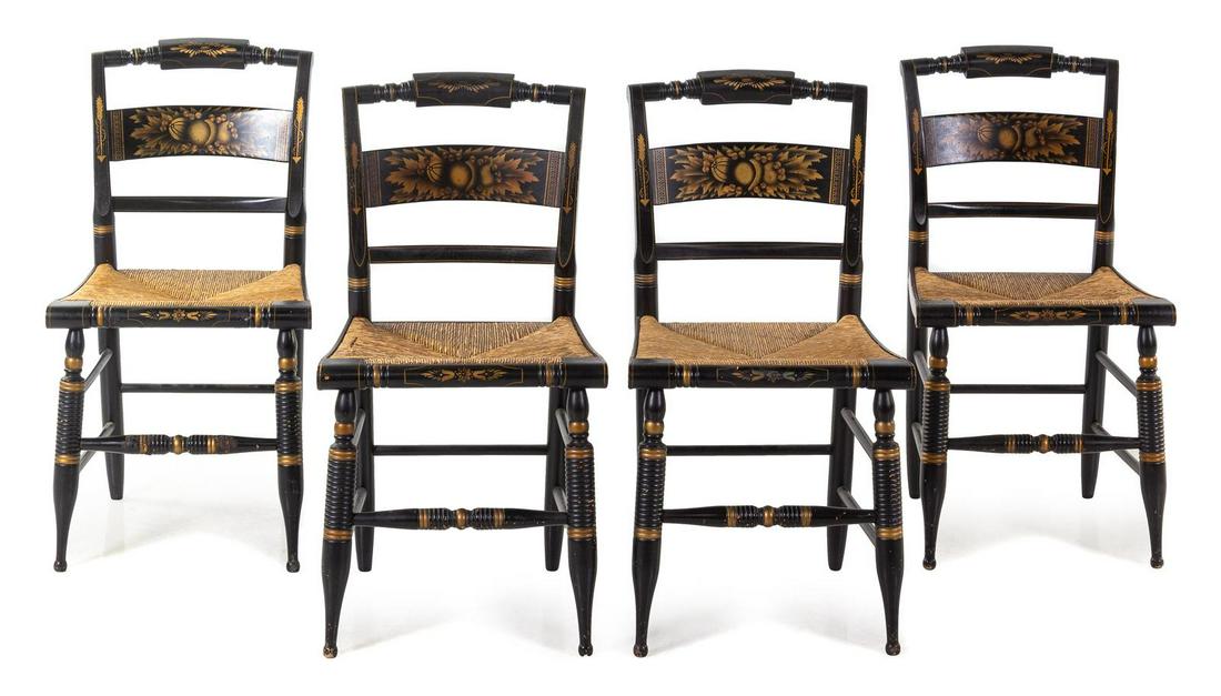 Four American Parcel Gilt and Ebonized Side Chairs (1 of 1)