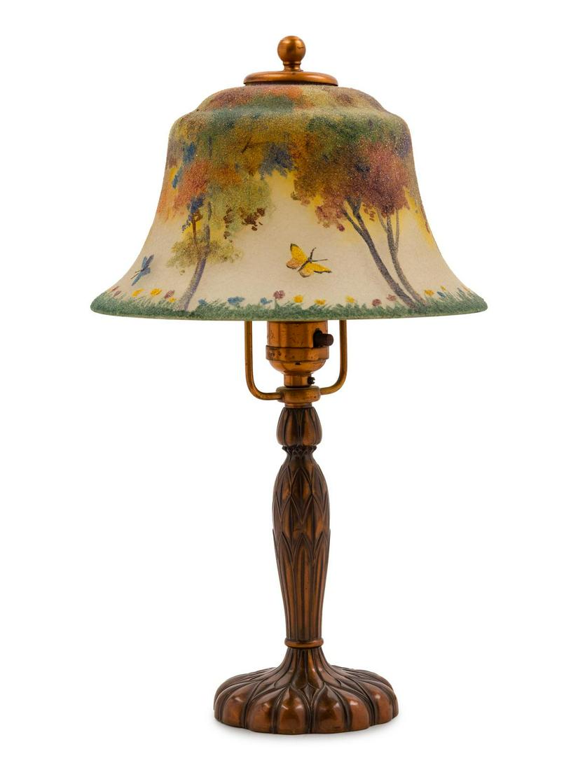 A Pairpoint Reverse-Painted Brass and Glass Table Lamp (1 of 2)
