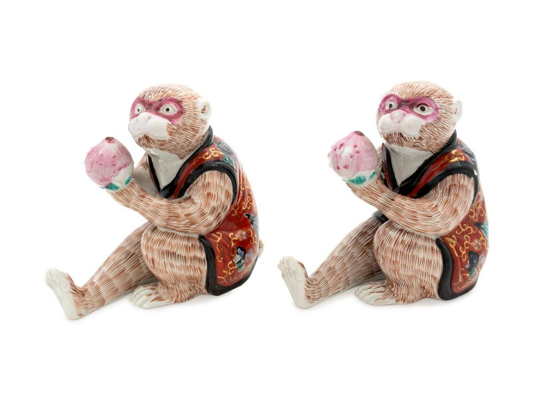 A Pair of Mottahedeh Porcelain Monkey Figures (1 of 2)