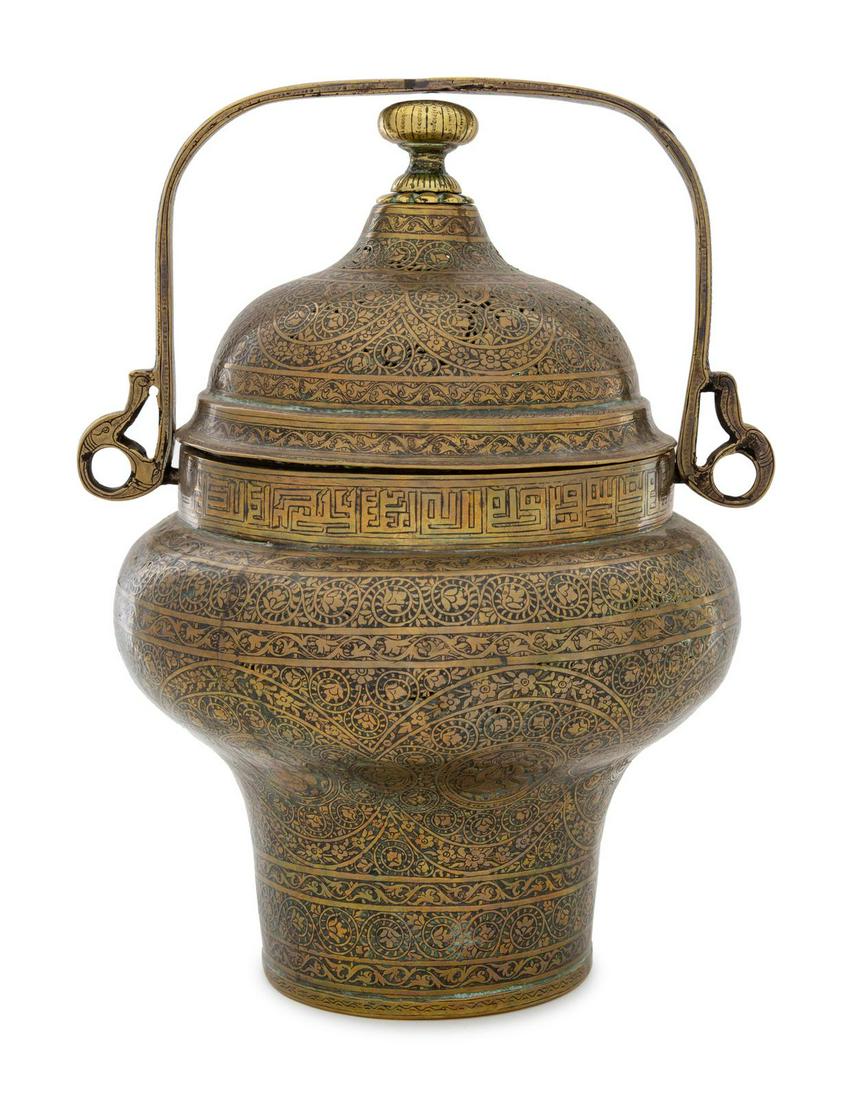 A Persian Safavid Cast Brass Lidded Bucket (1 of 1)