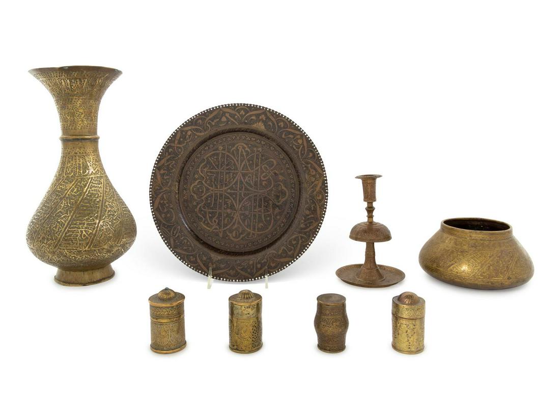Eight Brass Middle Eastern Table Articles (1 of 1)