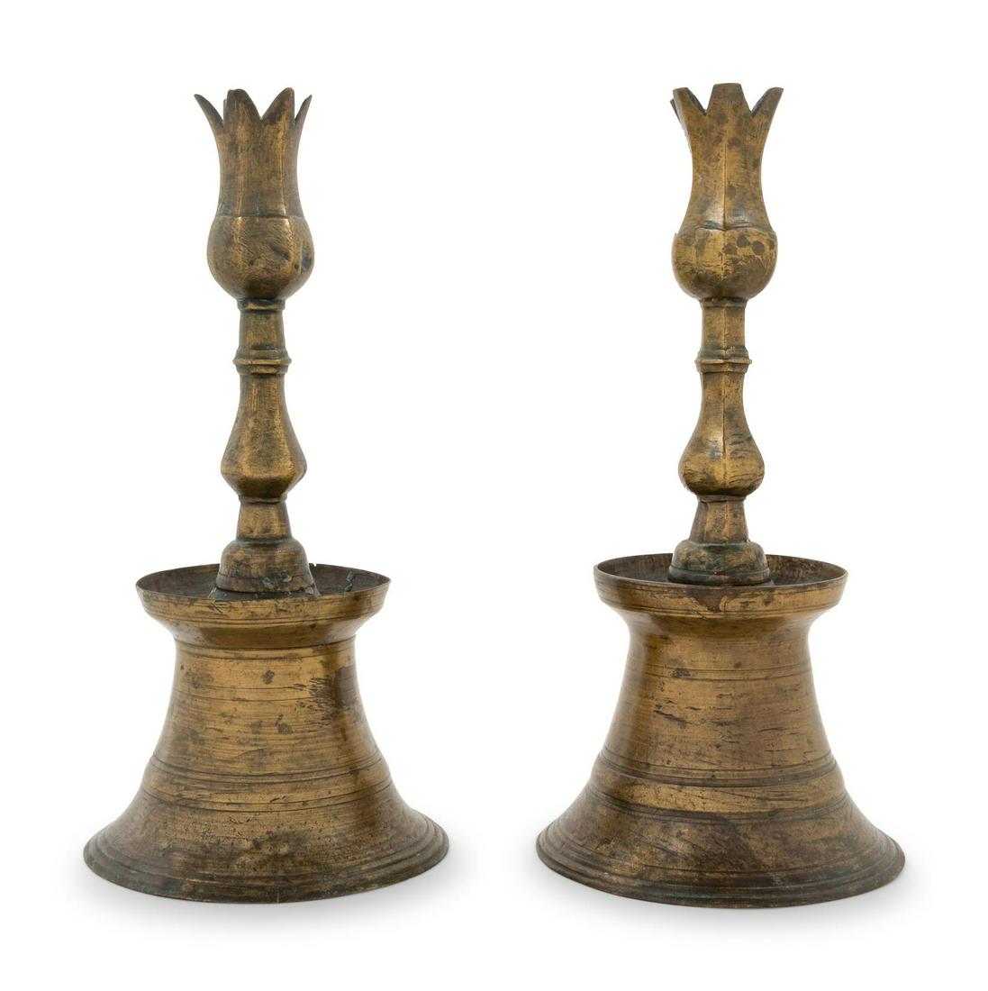 A Pair of Ottoman Cast Brass Candlesticks (1 of 1)
