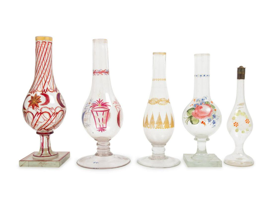 Five Turkish Beykoz Enameled Glass Hookah Bases (1 of 1)