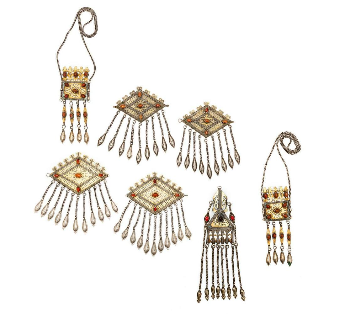 A Collection of Turkmen Jewelry and Head Pieces (1 of 2)