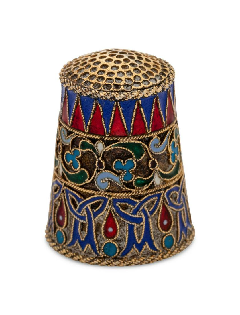 A Russian Silver-Gilt and Enamel Thimble (1 of 2)