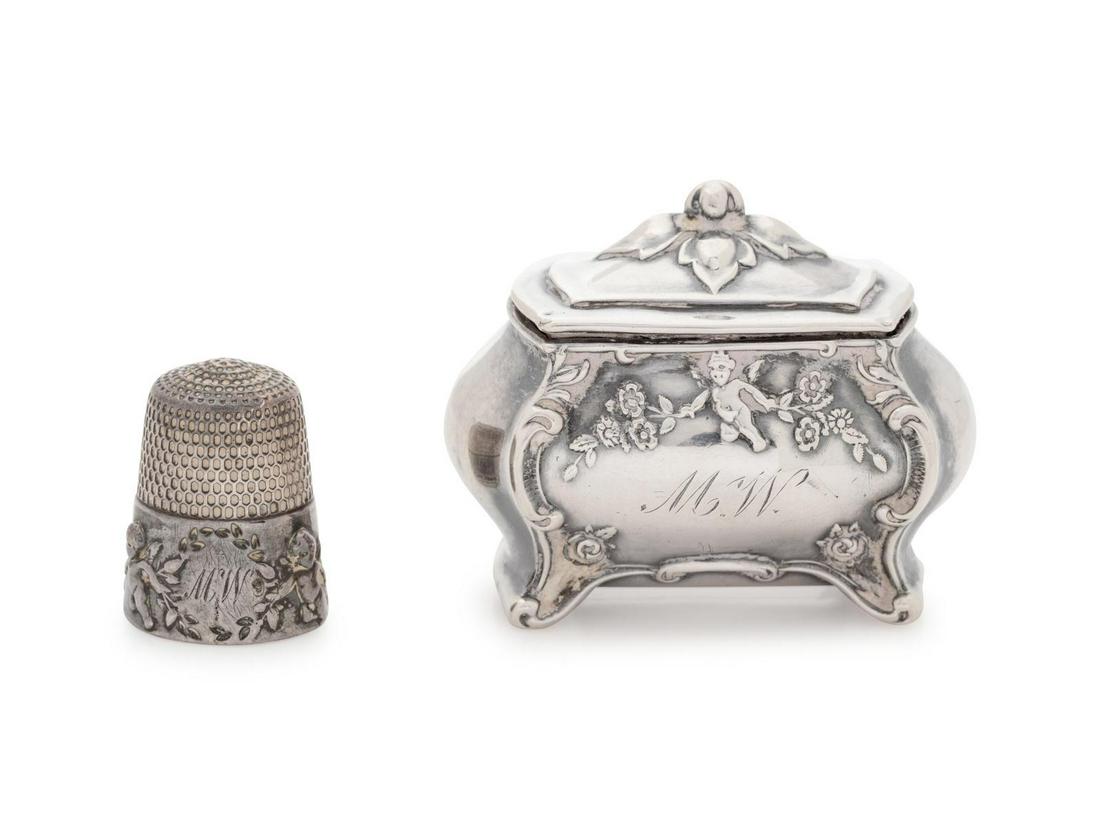 An American Silver Thimble and Thimble Case (1 of 3)