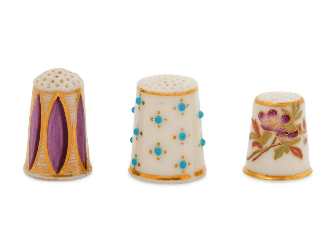 Three Worcester Porcelain Thimbles (1 of 2)