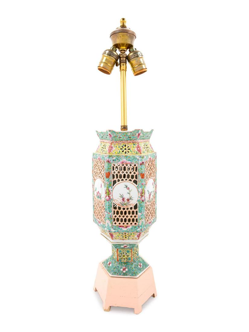 A Famille Rose Painted and Pierced Porcelain Lantern (1 of 1)