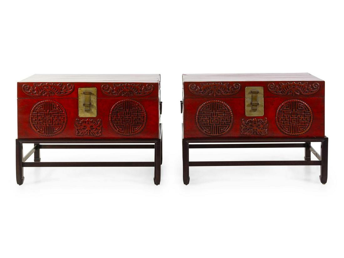 A Pair of Chinese Lacquered Trunks (1 of 1)