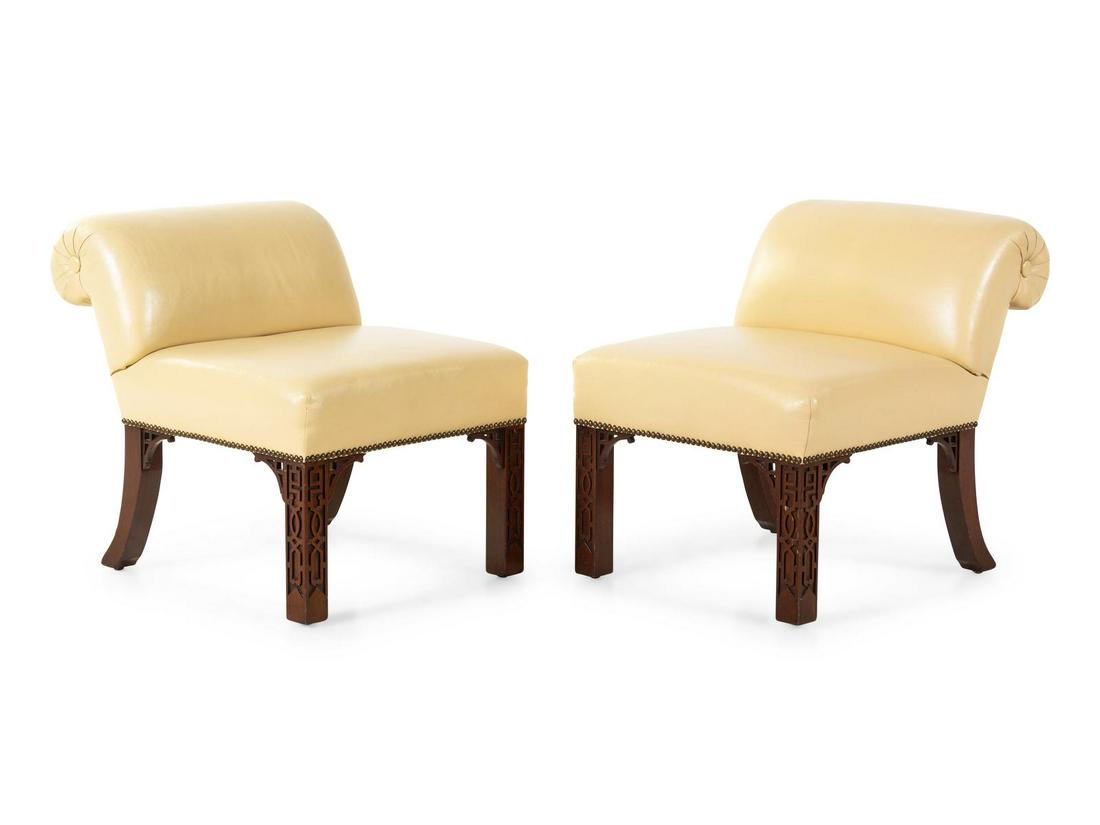 A Pair of Chinese Chippendale Style Mahogany Stools (1 of 1)