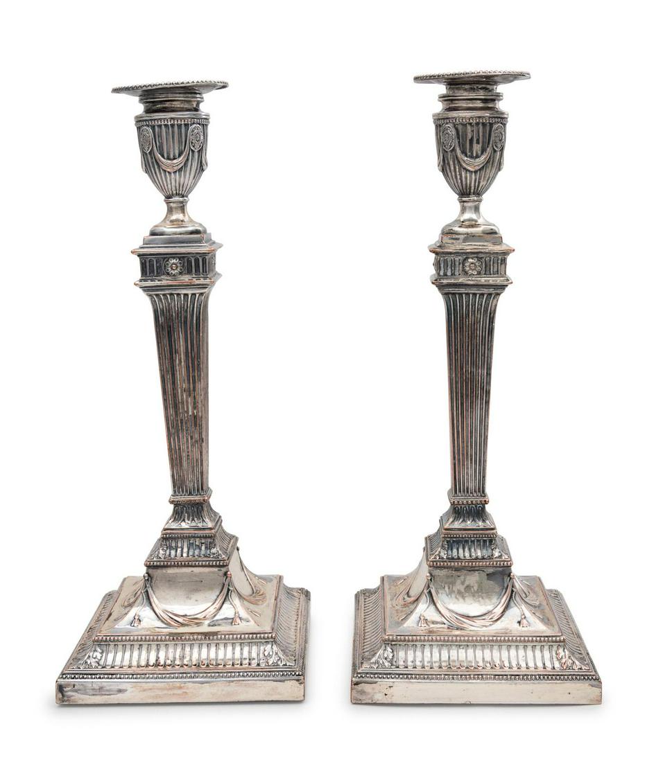 A Pair of George III Style Silver-Plate Candlesticks (1 of 2)