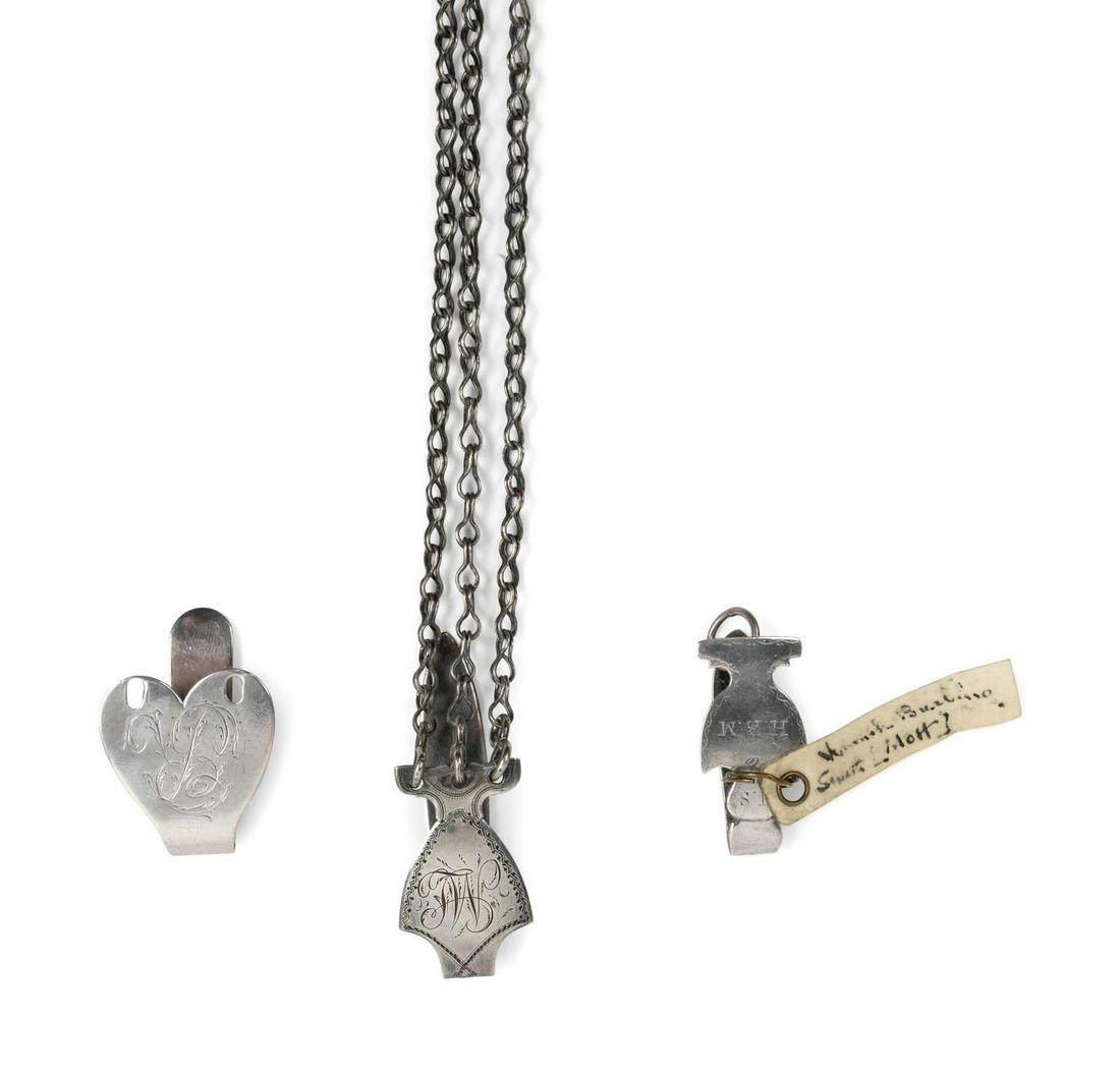 A Group of Three Silver Chatelaine Belt Clips (1 of 1)