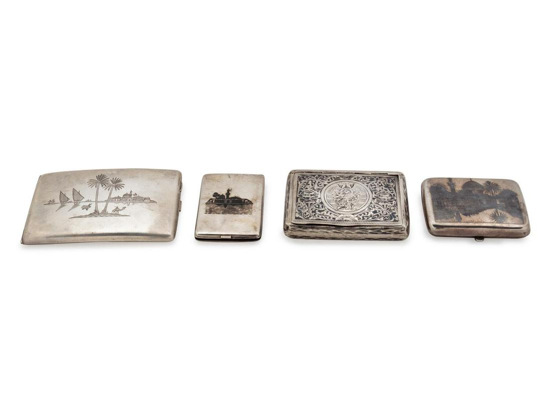 Four Silver and Silver-Plate Cigarette Cases (1 of 2)