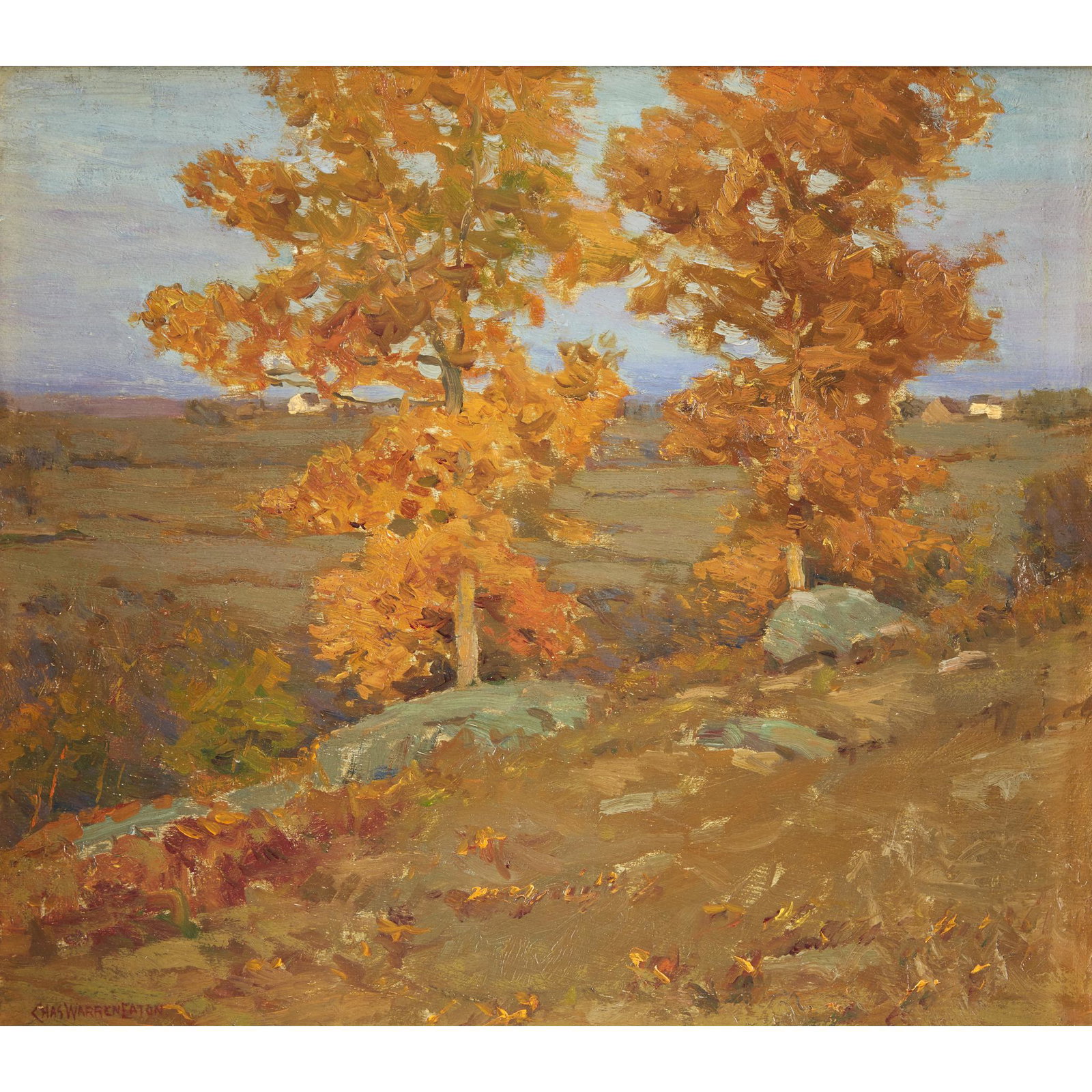 Charles Warren Eaton (American, 1857-1937), , Autumn: Charles Warren Eaton (American, 1857-1937) Autumn Hillside, New Jersey Signed 'CHAS WARREN EATON' bottom left, oil on canvas 16 x 18 in. (40.6 x 45.7cm) PROVENANCE: Jim's of Lambertville, Lambertville