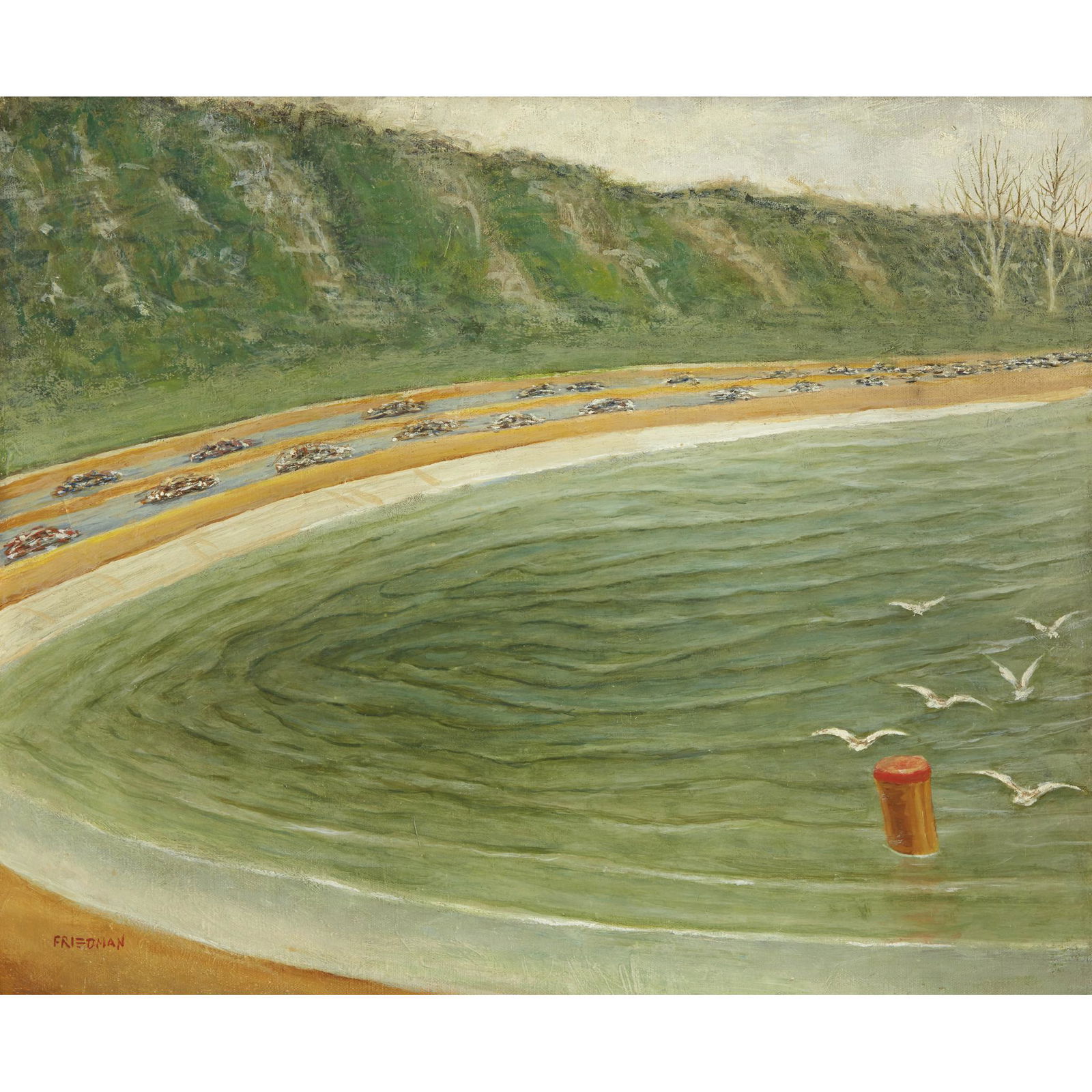 Arnold Friedman (American, 1874–1946), , Highway Scene: Arnold Friedman (American, 1874–1946) Highway Scene Signed 'FRIEDMAN' bottom left, oil on canvas 20 x 24 in. (50.8 x 61cm) Executed circa 1935-1940. PROVENANCE: Private Collection.