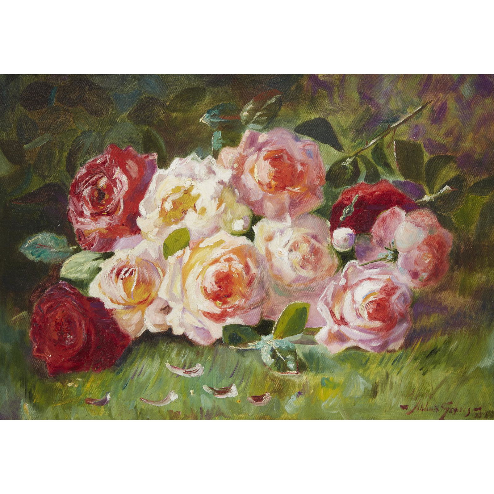 Abbott Fuller Graves (American, 1859-1936), , Still: Abbott Fuller Graves (American, 1859-1936) Still Life with Roses Signed '-Abbott Graves-' bottom right, oil on canvas 14 x 20 in. (35.6 x 50.8cm) PROVENANCE: Private Collection, New York.