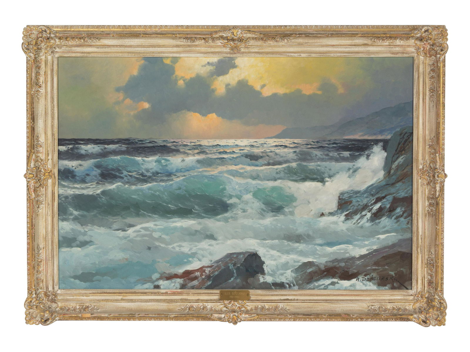 Alexander Dzigurski (American, 1911-1915) At the Break: Alexander Dzigurski (American, 1911-1915) At the Break oil on canvas signed A. Dzigurski (lower right) 23 ½ x 35 ½ inches. Property from the Collection of Howard Kornacki and Sebastian Reyes, Evanst