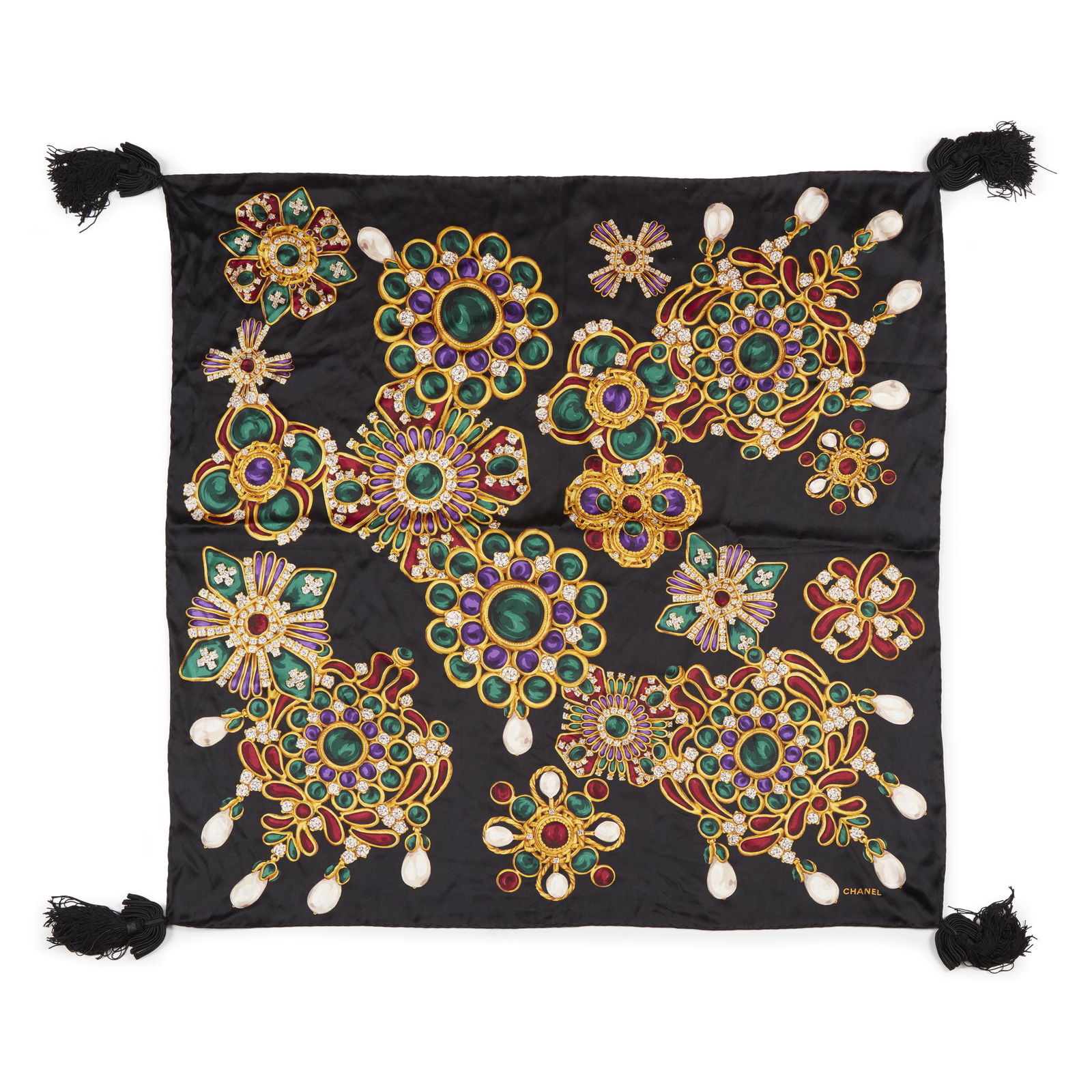 A black and multicolor scarf, Chanel, Gripoix (1 of 2)