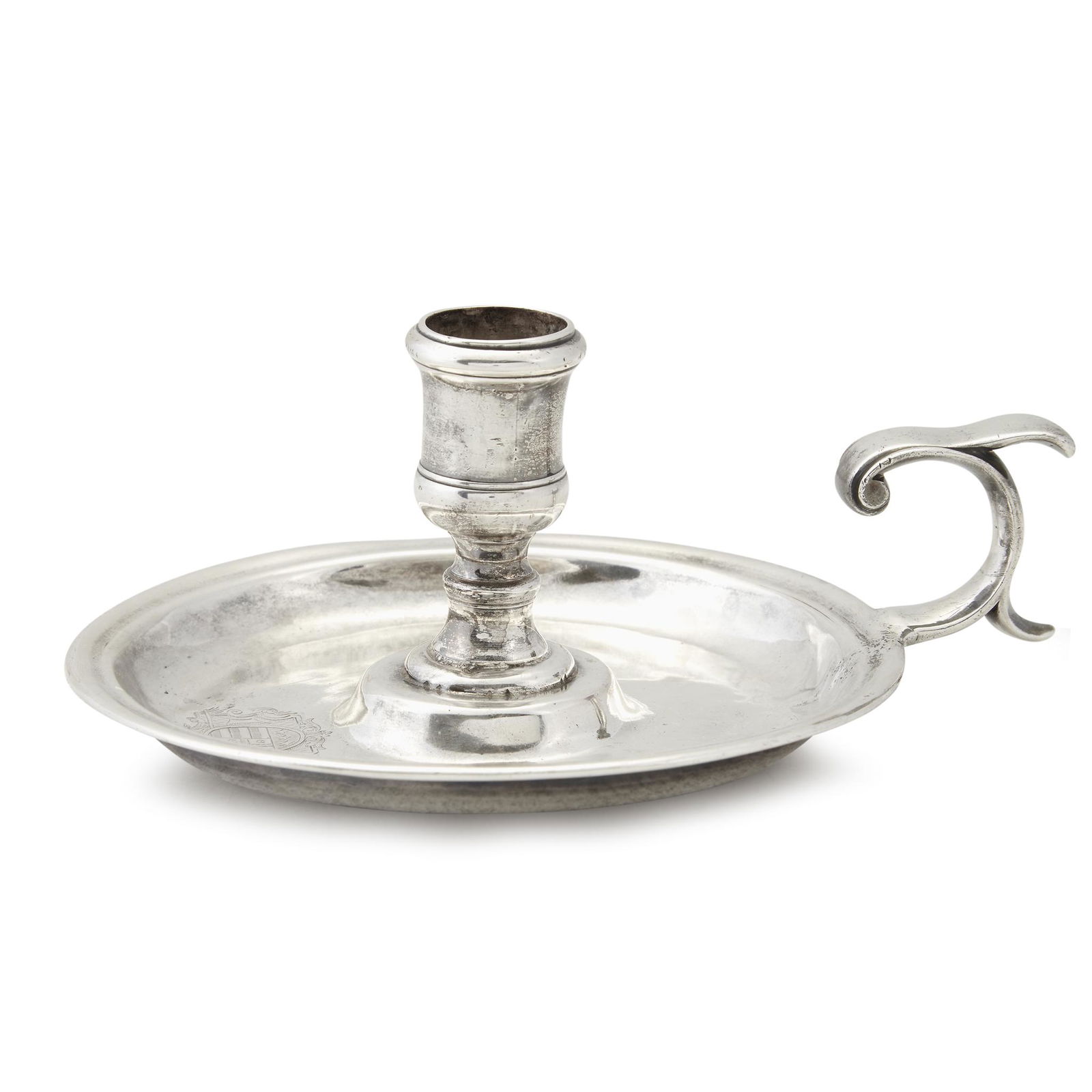 A George II silver armorial chamber stick, Probably (1 of 1)