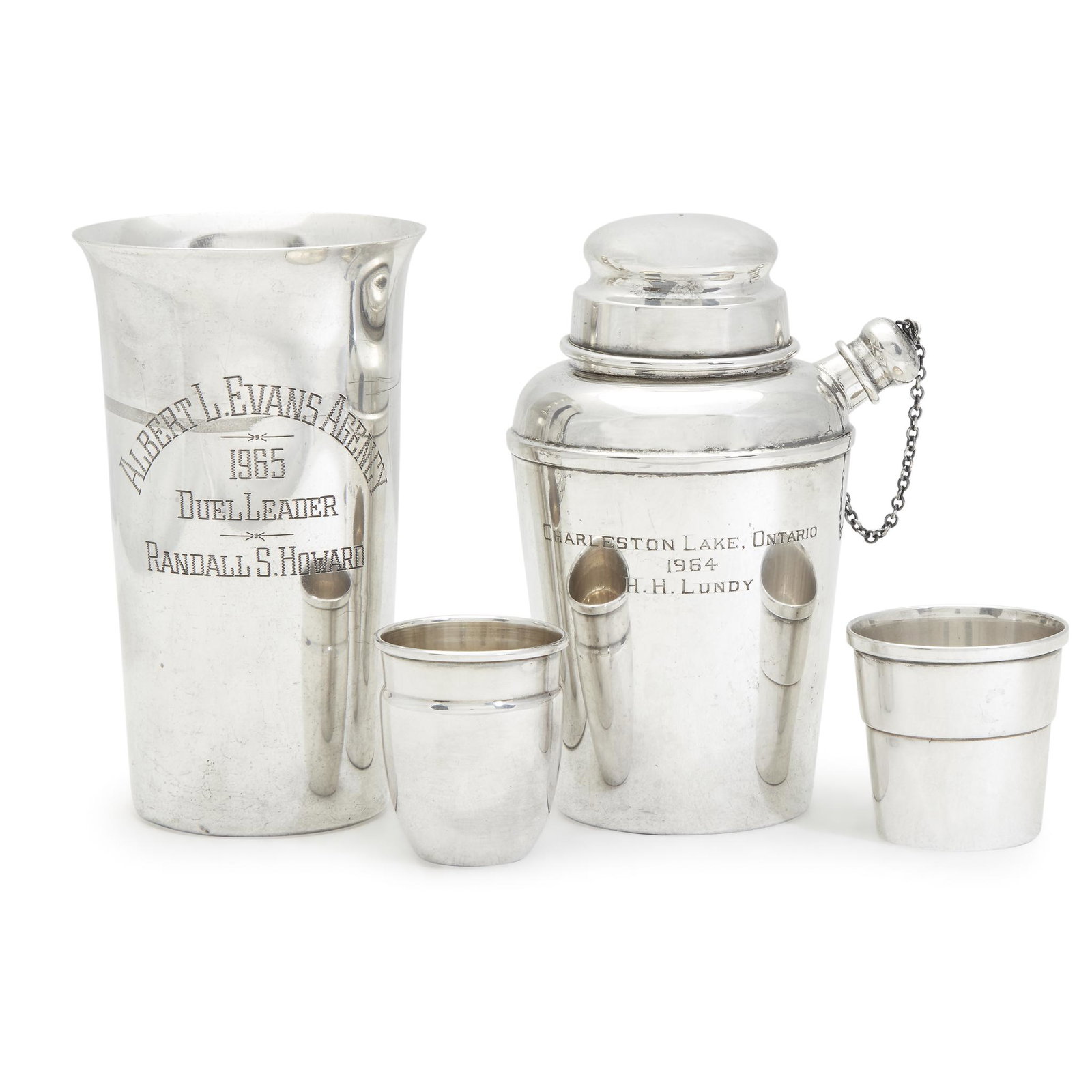 An American sterling silver cocktail shaker and cup, (1 of 1)