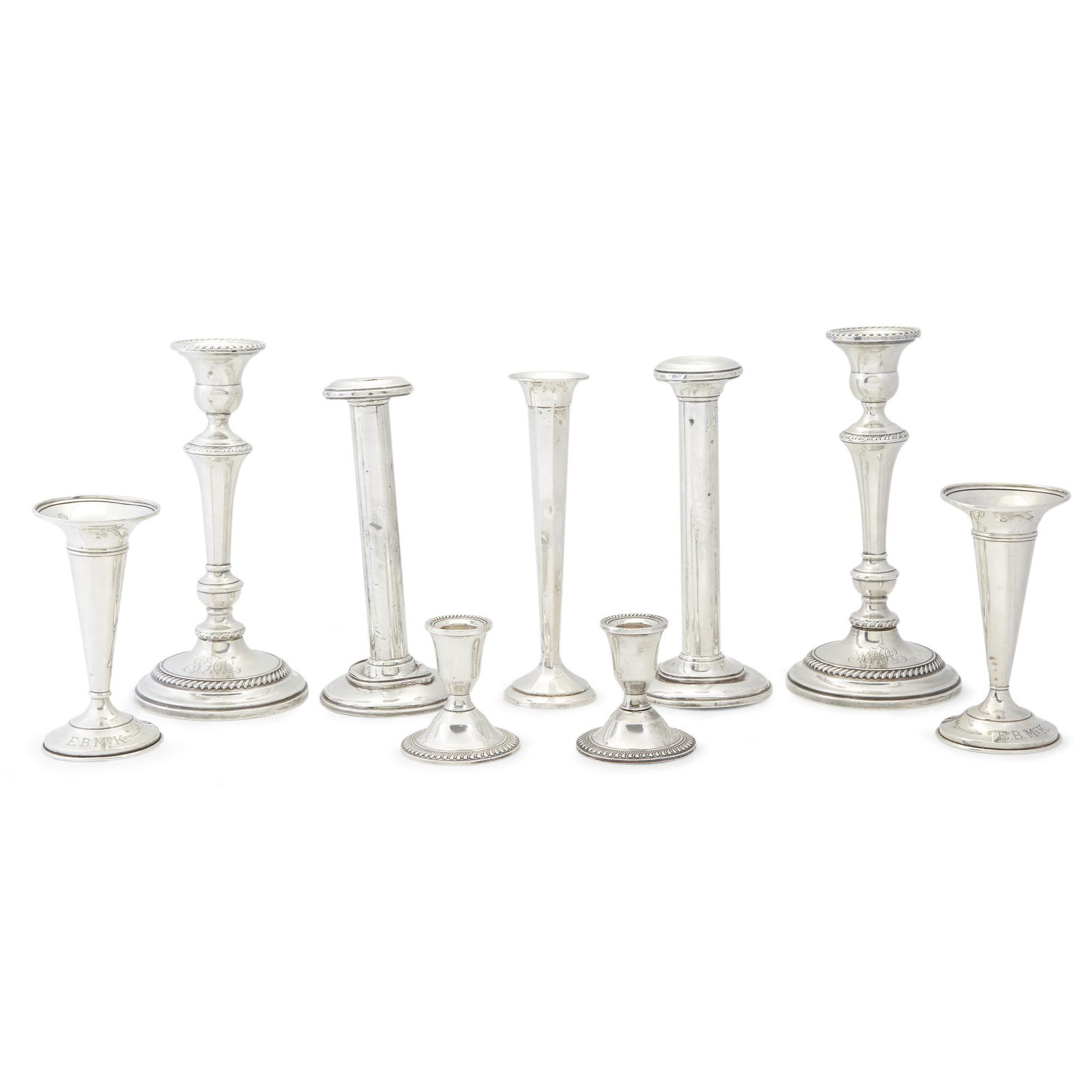 A group of nine American sterling silver weighted (1 of 1)