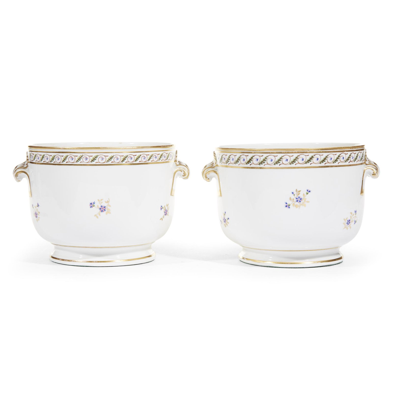 A pair of English porcelain cachepots with floral (1 of 1)