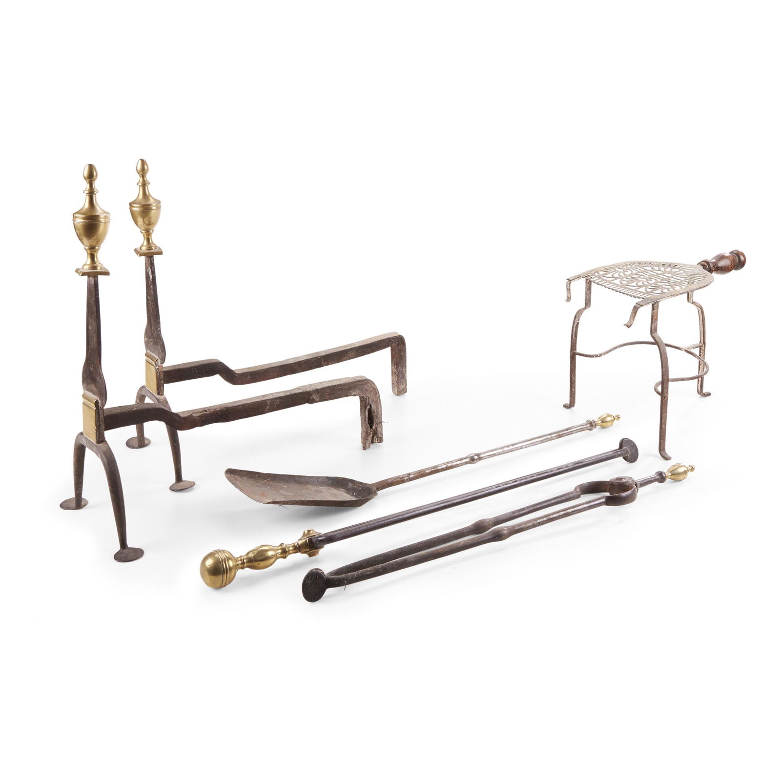 Group of six Federal brass and wrought iron fireplace (1 of 1)