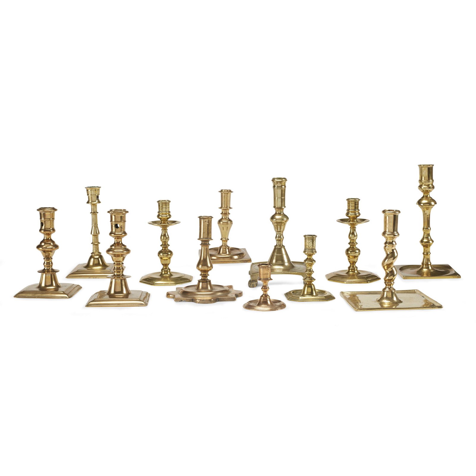 Group of twelve Continental brass candlesticks, Dutch, (1 of 1)
