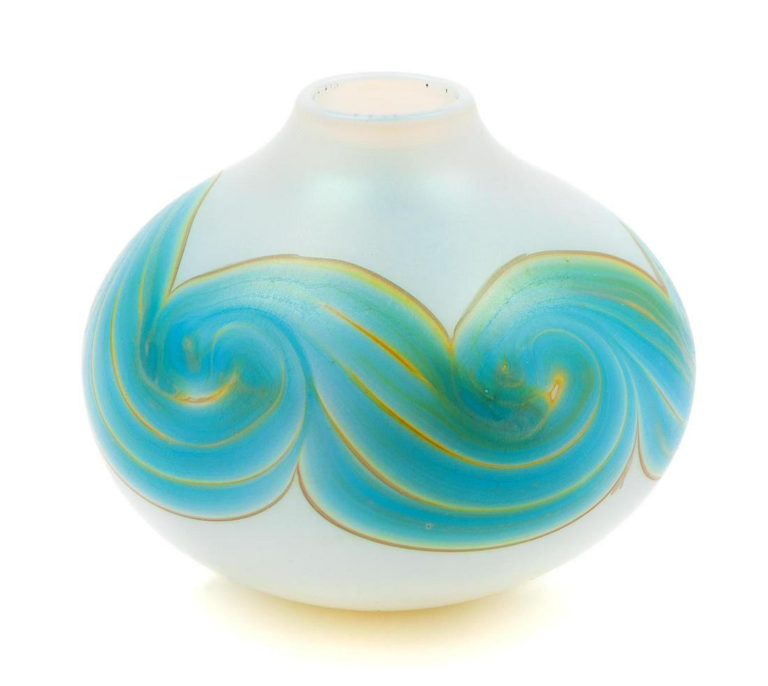 Mark Peiser (American b. 1938) Vase: Mark Peiser (American b. 1938) Vase blown glass etched MARK PEISER EZ241 1972 to underside H 3 1/2 x Diameter 4 inches Property from the Collection of the Evelyn Goldstein Survivor Trust, Fox Point, W