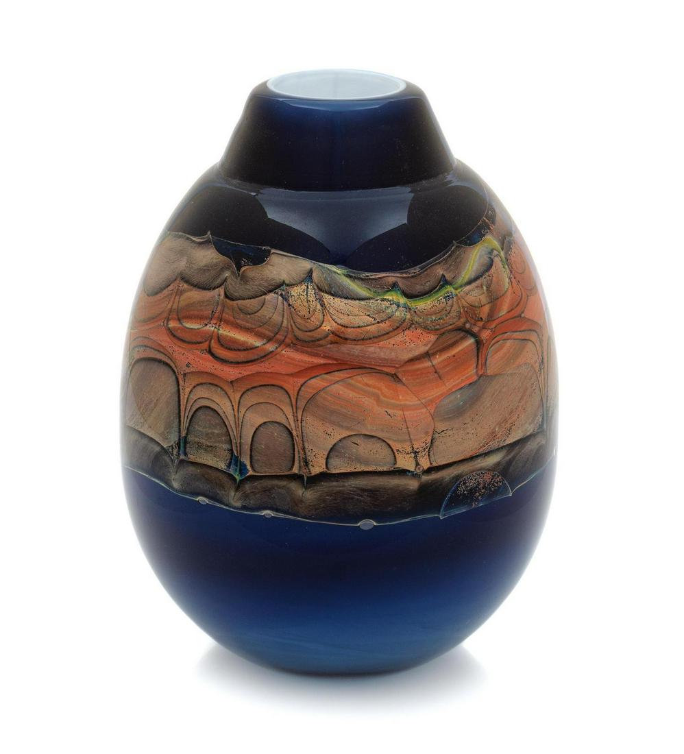 Brent Kee Young (American, b. 1946) A Blown Glass: Brent Kee Young (American, b. 1946) A Blown Glass Vessel, 1980 signed and dated Height 8 inches.