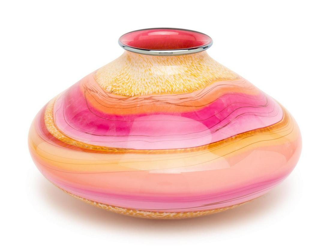 Studio Art Glass Late 20th Century Vessel: Studio Art Glass Late 20th Century Vessel blown glass H 8 inches Property from the Estate of Dan and Mary Ann Switzer, Mequon, Wisconsin