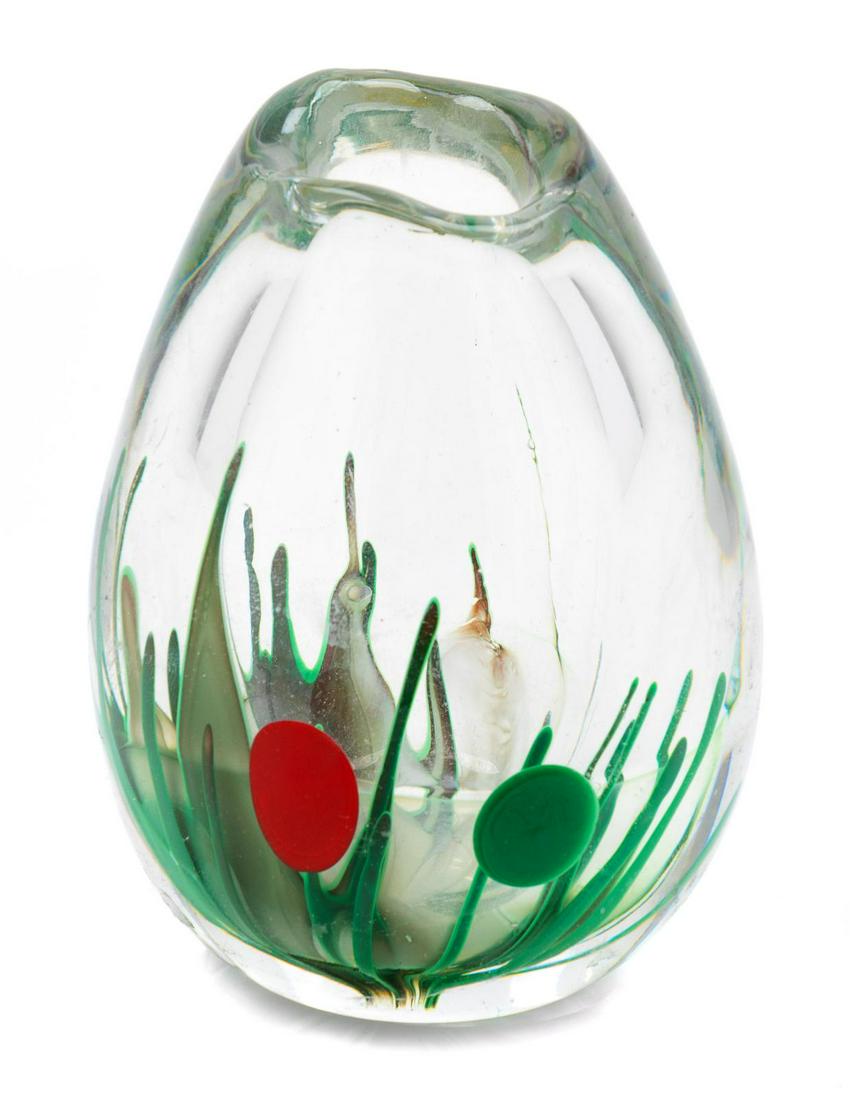 Kosta Boda Sweden, Mid 20th Century Vase: Kosta Boda Sweden, Mid 20th Century Vase blown glass etched Kosta 2027 to underside H 6 3/4 x Diameter 4 1/2 inches Property from the Collection of the Evelyn Goldstein Survivor Trust, Fox Point, Wisc
